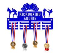 Blitz Craft Personalised Boxing Medal Hanger Display Rack Frame for Awards Ribbons 3mm Acrylic | Sturdy 3 Row Wall Mounted Medals Holder | Perfect to Display Your Hand Earned Medals-Royal Blue