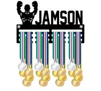 Blitz Craft Personalised Boxing Medal Holder Display Rack - Custom Name Boxer Design - Premium 5mm Acrylic Medal Holder for Wall - Boxing, MMA & Kickboxing Gifts for Men & Boys - Black