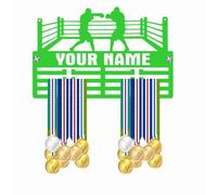 Blitz Craft Personalised Boxing Medal Holder Display Rack - Custom Name Ring Design - Heavy Duty 5mm Acrylic Medal Holder for Wall - MMA, Sparring & Boxer Gifts for Men & Women - GREEN