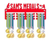 Blitz Craft Personalised Field Hockey Medal Holder Display Rack - Custom Name Player Design - Heavy Duty 5mm Acrylic Medal Hanger for Wall - Hockey Gifts for Girls & Clubs - Red