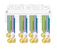 Blitz Craft Personalised Field Hockey Medal Holder Display Rack - Custom Name Player Design - Heavy Duty 5mm Acrylic Medal Hanger for Wall - Hockey Gifts for Girls & Clubs - White
