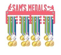 Blitz Craft Personalised Field Hockey Medal Holder Display Rack - Custom Name Player Design - Heavy Duty 5mm Acrylic Medal Hanger for Wall - Hockey Gifts for Girls & Clubs - Pink