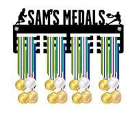 Blitz Craft Personalised Field Hockey Medal Holder Display Rack - Custom Name Player Design - Heavy Duty 5mm Acrylic Medal Hanger for Wall - Hockey Gifts for Girls & Clubs - Black
