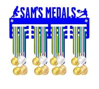Blitz Craft Personalised Field Hockey Medal Holder Display Rack - Custom Name Player Design - Heavy Duty 5mm Acrylic Medal Hanger for Wall - Hockey Gifts for Girls & Clubs - Royal Blue