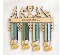 Blitz Craft Personalised Football Medal Hanger Display Rack Custom Name 3D Design - Heavy Duty 9mm Thick Wooden Medal Holder for Wall - Soccer & Sports Gifts for Boys & Girls - 240 x 540 mm