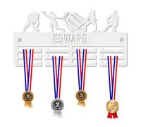Blitz Craft Personalised Football Medal Hanger Display Rack Frame for Awards Ribbons 3mm Acrylic | Sturdy 3 Row Wall Mounted Medals Holder | Perfect to Display Your Hand Earned Medals-White