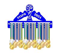 Blitz Craft Personalised Football Medal Holder with Trophy Design - Custom Name in Both Boots - Heavy Duty 5mm Acrylic Medal Hanger for Wall - Soccer Gifts for Strikers & Fans - Royal Blue
