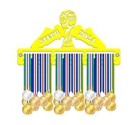 Blitz Craft Personalised Football Medal Holder with Trophy Design - Custom Name in Both Boots - Heavy Duty 5mm Acrylic Medal Hanger for Wall - Soccer Gifts for Strikers & Fans - Yellow