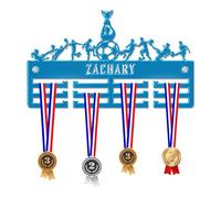 Blitz Craft Personalised Football Team Medal Hanger Display Rack Frame for Awards Ribbons 3mm Acrylic | Sturdy 3 Row Wall Mounted Medals Holder | Perfect to Display Your Hand Earned Medals-Blue