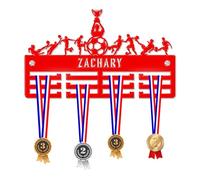 Blitz Craft Personalised Football Team Medal Hanger Display Rack Frame for Awards Ribbons 3mm Acrylic | Sturdy 3 Row Wall Mounted Medals Holder | Perfect to Display Your Hand Earned Medals-Red