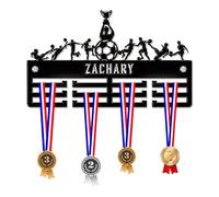 Blitz Craft Personalised Football Team Medal Hanger Display Rack Frame for Awards Ribbons 3mm Acrylic | Sturdy 3 Row Wall Mounted Medals Holder | Perfect to Display Your Hand Earned Medals-Black