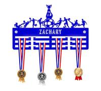 Blitz Craft Personalised Football Team Medal Hanger Display Rack Frame for Awards Ribbons 3mm Acrylic | Sturdy 3 Row Wall Mounted Medals Holder | Perfect to Display Your Hand Earned Medals-Royal Blue