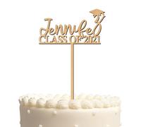 Blitz Craft Personalised Graduation Cake Topper 3MM Wooden Congratulations Class of Custom Year Thought Design Ideal for High School/College/Senior Graduation Party Decorations