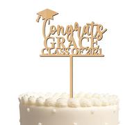 Blitz Craft Personalised Graduation Cake Topper 3MM Wooden Congratulations Class of Custom Year Thought Design Ideal for High School/College/Senior Graduation Party Decorations