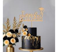 Blitz Craft Personalised Graduation Cake Topper, Custom Name & Class Of Year, 3mm Wooden MDF, 17x14cm, Grad Party Decorations | University College High School Celebration - Natural Wood