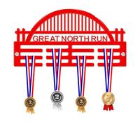 Blitz Craft Personalised Great North Run Medal Hanger Display Rack Frame for Award Ribbons 3mm Acrylic | Sturdy 3 Row Wall Mounted Medals Holder | Perfect to Display Your Hand Earned Medals-Red