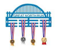 Blitz Craft Personalised Great North Run Medal Hanger Display Rack Frame for Award Ribbons 3mm Acrylic | Sturdy 3 Row Wall Mounted Medals Holder | Perfect to Display Your Hand Earned Medals-Blue