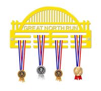 Blitz Craft Personalised Great North Run Medal Hanger Display Rack Frame for Award Ribbons 3mm Acrylic | Sturdy 3 Row Wall Mounted Medals Holder | Perfect to Display Your Hand Earned Medals-Yellow