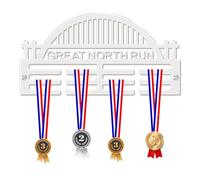 Blitz Craft Personalised Great North Run Medal Hanger Display Rack Frame for Awards Ribbons 3mm Acrylic | Sturdy 3 Row Wall Mounted Medals Holder | Perfect to Display Your Hand Earned Medals-White