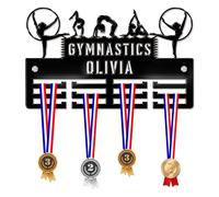 Blitz Craft Personalised Gymnastic Medal Hanger Display Rack Frame for Awards Ribbons 3mm Acrylic | Sturdy 3 Row Wall Mounted Medals Holder | Perfect to Display Your Hand Earned Medals-Black