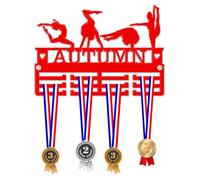 Blitz Craft Personalised Gymnastics Girl Medal Hanger Display Rack Frame for Awards Ribbons 3mm Acrylic | Sturdy 3 Row Wall Mounted Medal Holder | Perfect to Display Your Hand Earned Medals-Red