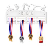Blitz Craft Personalised Gymnastics Medal Hanger Display Rack Frame for Awards Ribbons 3mm Acrylic | Sturdy 2 Row Wall Mounted Medals Holder | Perfect to Display Your Hand Earned Medals-White