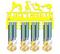 Blitz Craft Personalised Gymnastics Medal Holder Display Rack - Custom Name Gymnast Silhouettes Design - Heavy Duty 5mm Acrylic Medal Hanger for Wall - Gifts for Girls, Gymnasts - Yellow