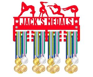 Blitz Craft Personalised Gymnastics Medal Holder Display Rack - Custom Name Gymnast Silhouettes Design - Heavy Duty 5mm Acrylic Medal Hanger for Wall - Gifts for Girls, Gymnasts