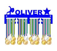Blitz Craft Personalised Gymnastics Medal Holder Display Rack - Custom Name with Gymnast & Star Design - Heavy Duty 5mm Acrylic Medal Hanger for Wall - Girls Gymnastics Gifts - Royal Blue