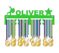 Blitz Craft Personalised Gymnastics Medal Holder Display Rack - Custom Name with Gymnast & Star Design - Heavy Duty 5mm Acrylic Medal Hanger for Wall - Girls Gymnastics Gifts - Green