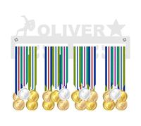 Blitz Craft Personalised Gymnastics Medal Holder Display Rack - Custom Name with Gymnast & Star Design - Heavy Duty 5mm Acrylic Medal Hanger for Wall - Girls Gymnastics Gifts - White