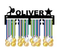 Blitz Craft Personalised Gymnastics Medal Holder Display Rack - Custom Name with Gymnast & Star Design - Heavy Duty 5mm Acrylic Medal Hanger for Wall - Girls Gymnastics Gifts - Black