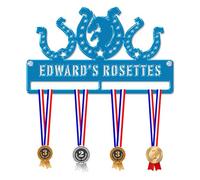 Blitz Craft Personalised Horse & Pony Racing Medal Hanger Display Rack Frame for Awards Ribbons 3mm Acrylic | Sturdy 1 Row Wall Mounted Medal Holder | Perfect to Display Your Hand Earned Medals-Blue