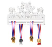 Blitz Craft Personalised Horse Racing Medal Hanger Display Rack Frame for Awards Ribbons 3mm Acrylic | Sturdy 2 Row Wall Mounted Medals Holder | Perfect to Display Your Hand Earned Medals-White