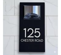 Blitz Craft Personalised House Numbers Plaques | Illuminated Solar House Sign With Led Light | 5mm Thick Black Aluminium | Custom Door Numbers For Outside With Fixings - Design 9 (280 x 160mm)