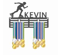 Blitz Craft Personalised Inline Skating Medal Holder - Custom Name Heavy Duty 5mm Acrylic Medal Holder for Wall - Roller Speed Skating Sports Display Gifts for Boys, Girls, Men & Women - DARK GREY
