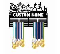 Blitz Craft Personalised Karate Medal Holder Display Rack - Custom Name Martial Arts Theme - Heavy Duty 5mm Acrylic Medal Holder for Wall - Taekwondo & Kickboxing Gifts for Kids - Black