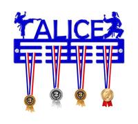 Blitz Craft Personalised Martial Art Girls Medal Hanger Display Rack Frame for Award Ribbons 3mm Acrylic | Sturdy 3 Row Wall Mounted Medal Holder | Perfect to Display Your Hard Earned Medal-Royal Blue