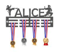 Blitz Craft Personalised Martial Art Girls Medal Hanger Display Rack Frame for Award Ribbons 3mm Acrylic | Sturdy 3 Row Wall Mounted Medal Holder | Perfect to Display Your Hand Earned Medals-Dark Grey