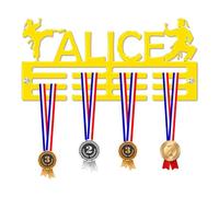 Blitz Craft Personalised Martial Art Girls Medal Hanger Display Rack Frame for Award Ribbons 3mm Acrylic | Sturdy 3 Row Wall Mounted Medal Holder | Perfect to Display Your Hand Earned Medals-Yellow
