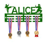 Blitz Craft Personalised Martial Art Girls Medal Hanger Display Rack Frame for Award Ribbons 3mm Acrylic | Sturdy 3 Row Wall Mounted Medal Holder | Perfect to Display Your Hand Earned Medals-Green