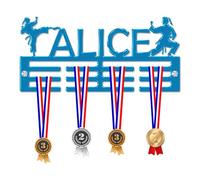 Blitz Craft Personalised Martial Art Girls Medal Hanger Display Rack Frame for Awards Ribbons 3mm Acrylic | Sturdy 3 Row Wall Mounted Medals Holder | Perfect to Display Your Hand Earned Medals-Blue