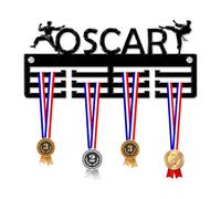 Blitz Craft Personalised Martial Arts Medal Hanger Display Rack Frame for Awards Ribbons 3mm Acrylic | Sturdy 3 Row Wall Mounted Medals Holder | Perfect to Display Your Hand Earned Medals-Black