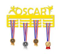Blitz Craft Personalised Martial Arts Medal Hanger Display Rack Frame for Awards Ribbons 3mm Acrylic | Sturdy 3 Row Wall Mounted Medals Holder | Perfect to Display Your Hand Earned Medals-Yellow