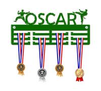 Blitz Craft Personalised Martial Arts Medal Hanger Display Rack Frame for Awards Ribbons 3mm Acrylic | Sturdy 3 Row Wall Mounted Medals Holder | Perfect to Display Your Hand Earned Medals-Green