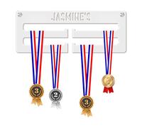 Blitz Craft Personalised Medal Hanger Display Rack Frame for Awards Ribbons 3mm Acrylic | Sturdy 2 Row Wall Mounted Medals Holder | Perfect to Display Your Hand Earned Medals-White