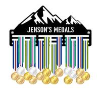 Blitz Craft Personalised Medal Holder - Custom Name Mountain Range Design - Heavy Duty 5mm Thick Acrylic Medal Hanger for Wall - Hiking, Climbing & Trail Running Gifts - White