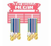Blitz Craft Personalised Medal Holder - Custom Name Trophy & Awards Design - Heavy Duty 5mm Acrylic Medal Holder for Wall - Gymnastics, Running & Sports Gifts for Kids, Men & Women - Pink