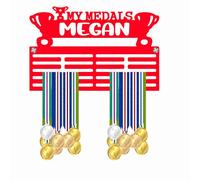 Blitz Craft Personalised Medal Holder - Custom Name Trophy & Awards Design - Heavy Duty 5mm Acrylic Medal Holder for Wall - Gymnastics, Running & Sports Gifts for Kids, Men & Women - Red