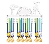 Blitz Craft Personalised Medal Holder Display Rack - Custom Name Gymnastics Design - Heavy Duty 5mm Acrylic Medal Holder for Wall - Gymnast, Acro & Dance Gifts for Girls, Boys & Kids - White